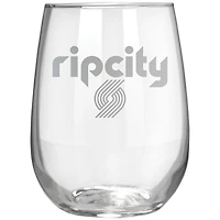 Portland Trail Blazers Etched 17oz. Rally Cry Stemless Wine Glass