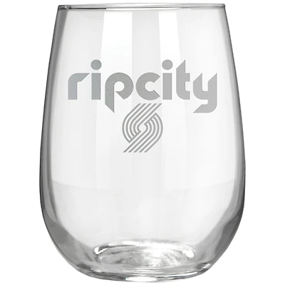 Portland Trail Blazers Etched 17oz. Rally Cry Stemless Wine Glass