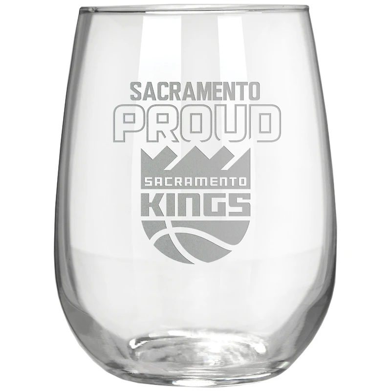 Sacramento Kings Etched 17oz. Rally Cry Stemless Wine Glass