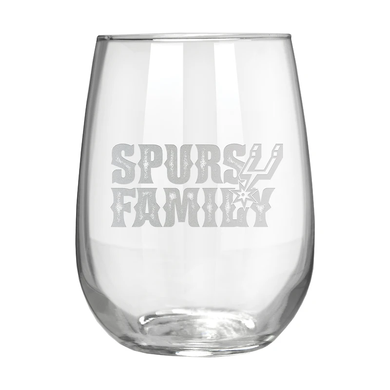 San Antonio Spurs Etched 17oz. Rally Cry Stemless Wine Glass