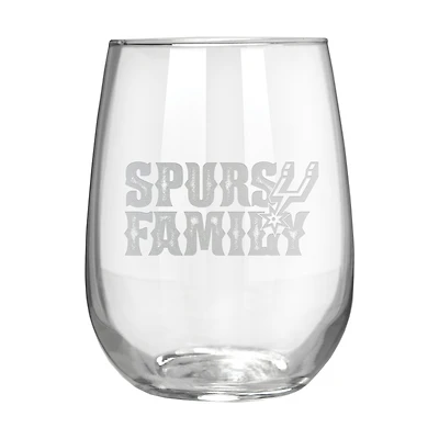 San Antonio Spurs Etched 17oz. Rally Cry Stemless Wine Glass