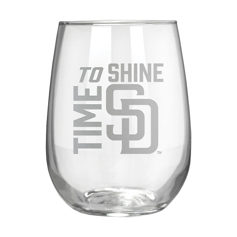 San Diego Padres Etched 17oz. Rally Cry Stemless Wine Glass