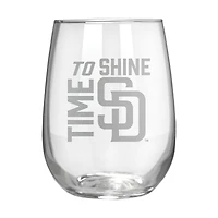San Diego Padres Etched 17oz. Rally Cry Stemless Wine Glass