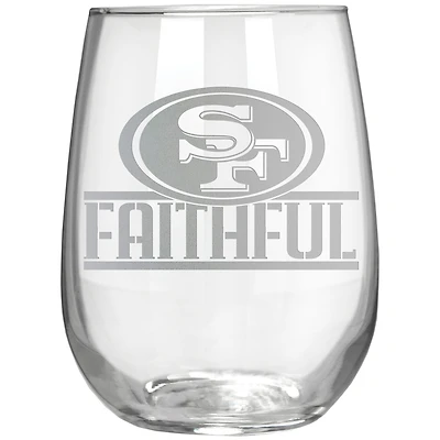 San Francisco 49ers Etched 17oz. Rally Cry Stemless Wine Glass