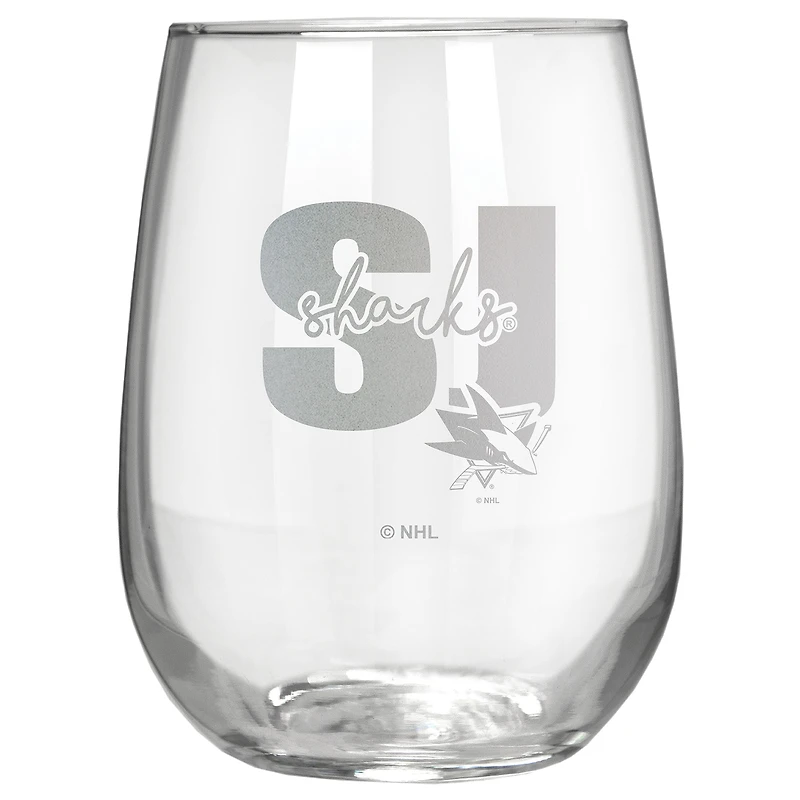 San Jose Sharks Etched 17oz. City Stemless Wine Glass