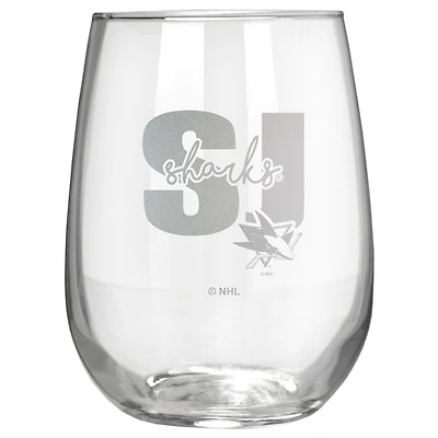San Jose Sharks Etched 17oz. City Stemless Wine Glass