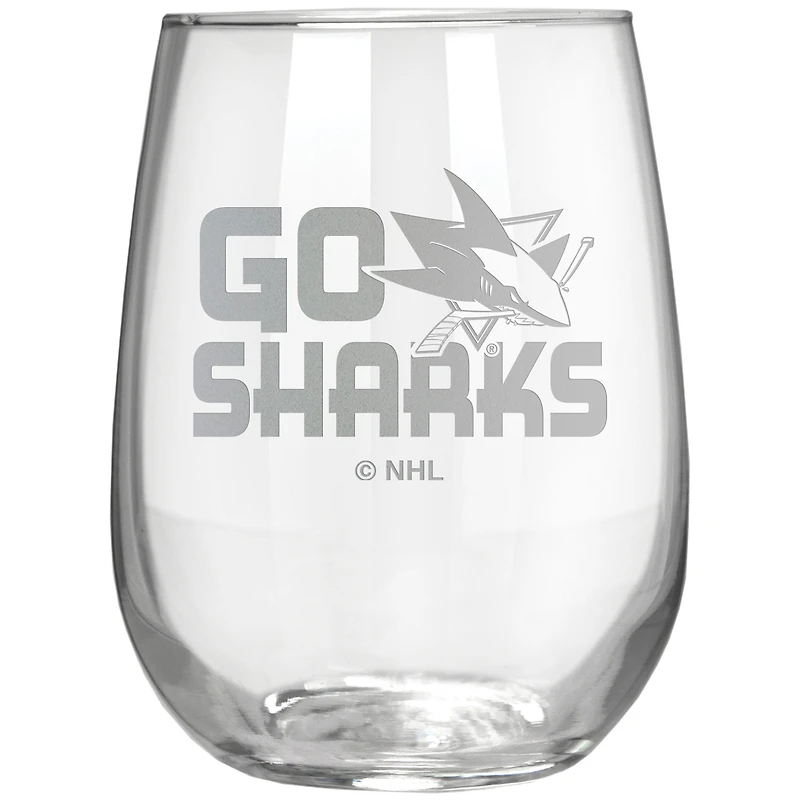 San Jose Sharks Etched 17oz. Rally Cry Stemless Wine Glass