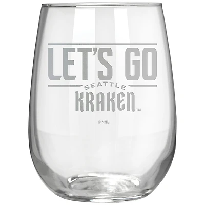 Seattle Kraken Etched 17oz. Rally Cry Stemless Wine Glass