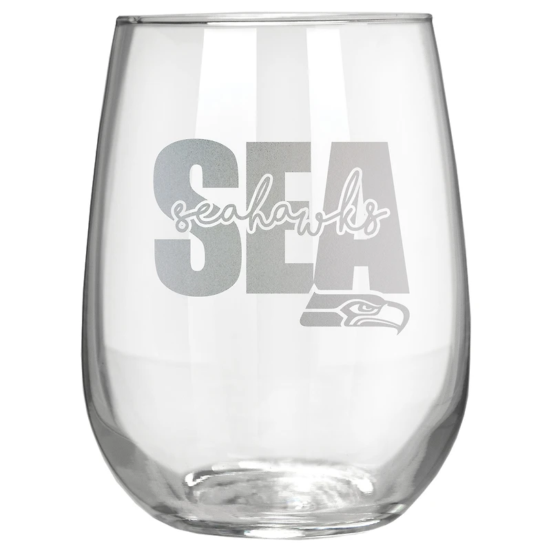 Seattle Seahawks Etched 17oz. City Stemless Wine Glass