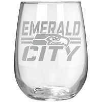 Seattle Seahawks Etched 17oz. Rally Cry Stemless Wine Glass