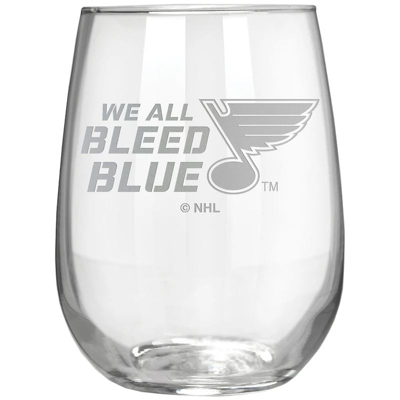 St. Louis Blues Etched 17oz. Rally Cry Stemless Wine Glass