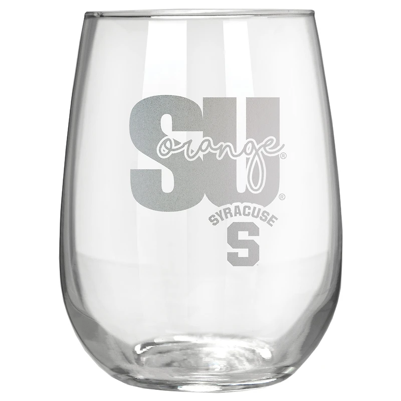 Syracuse Orange Etched 17oz. City Stemless Wine Glass