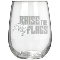 Tampa Bay Buccaneers Etched 17oz. Rally Cry Stemless Wine Glass