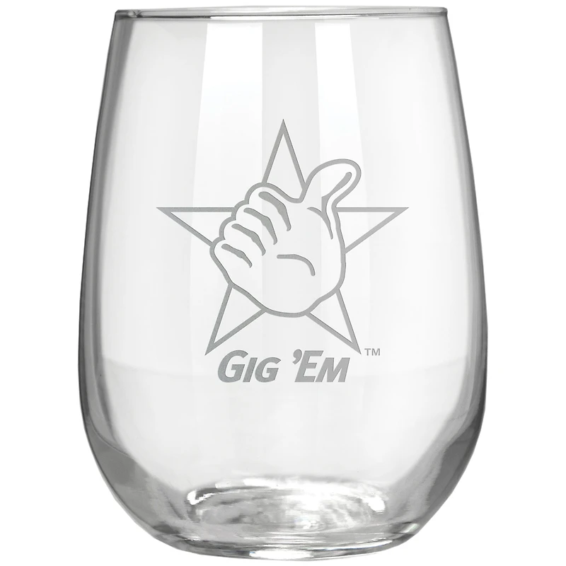 Texas A&M Aggies Etched 17oz. Rally Cry Stemless Wine Glass