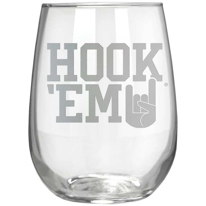 Texas Longhorns Etched 17oz. Rally Cry Stemless Wine Glass