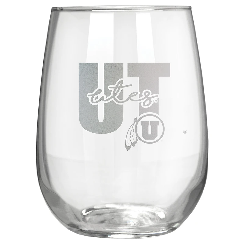 Utah Utes Etched 17oz. City Stemless Wine Glass