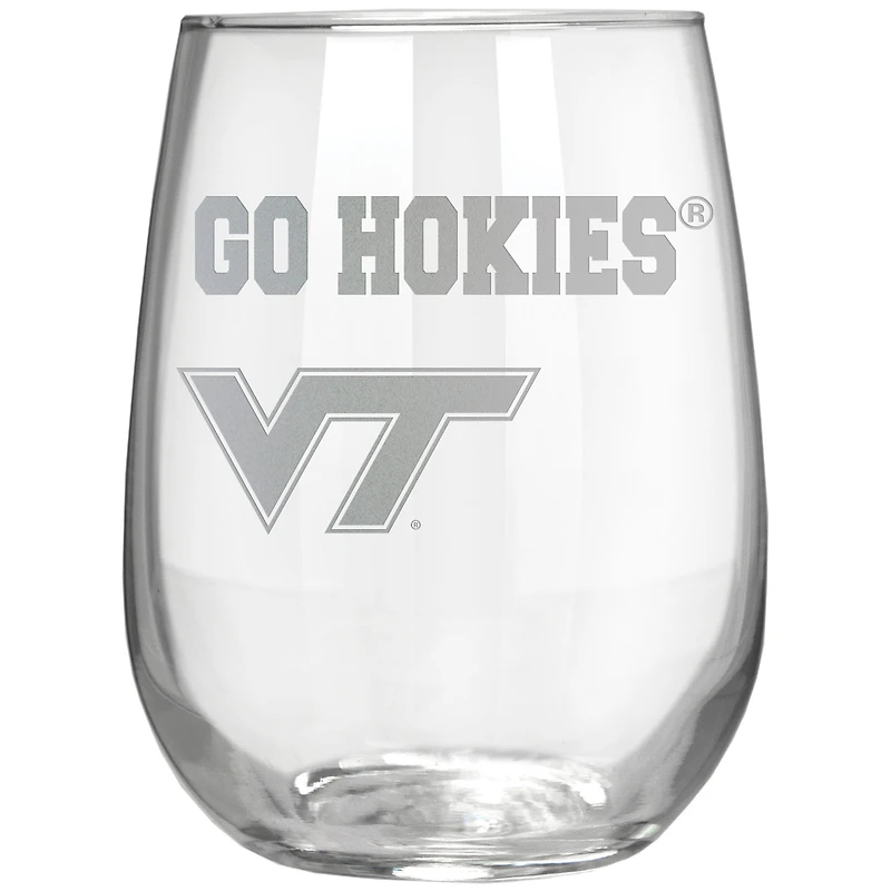 Virginia Tech Hokies Etched 17oz. Rally Cry Stemless Wine Glass