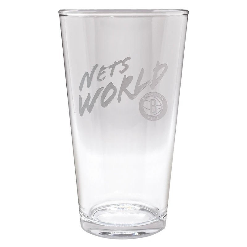 Brooklyn Nets Etched 16oz. Rally Cry Pint Glass