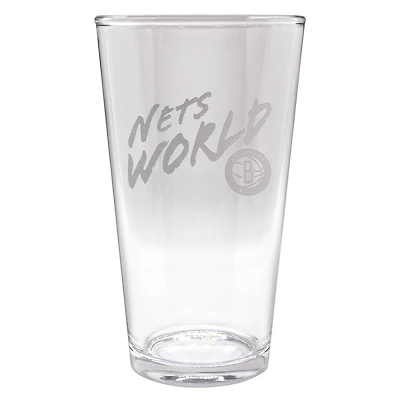 Brooklyn Nets Etched 16oz. Rally Cry Pint Glass