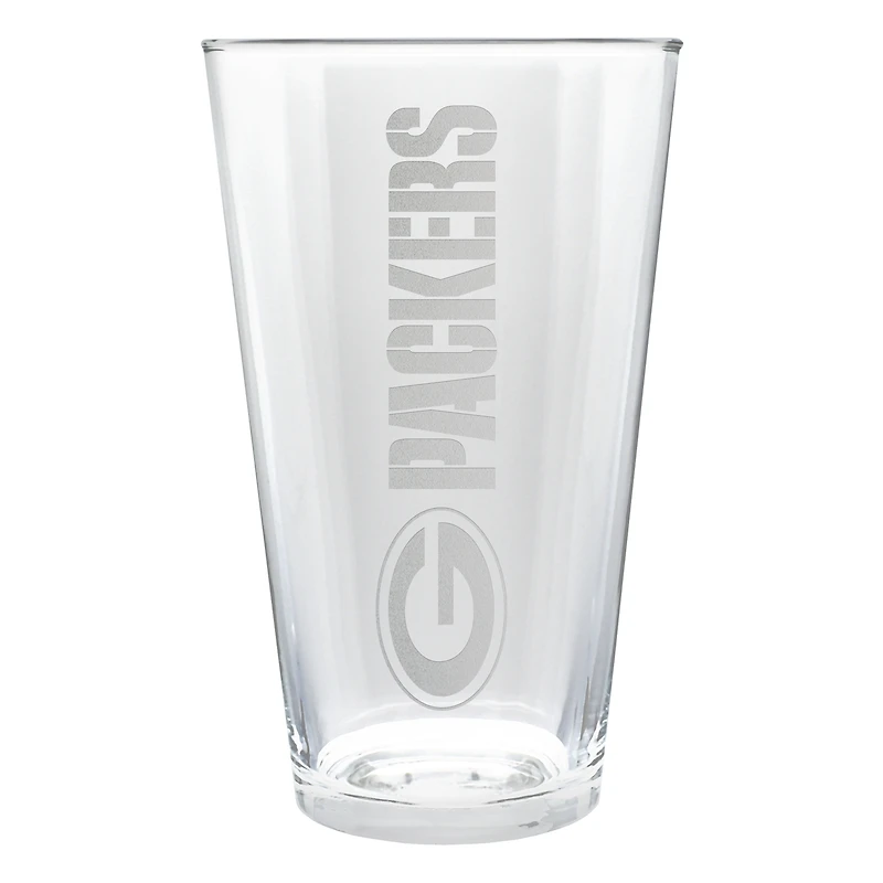 Green Bay Packers Etched 16oz. Vertical Rally Cry Pint Glass