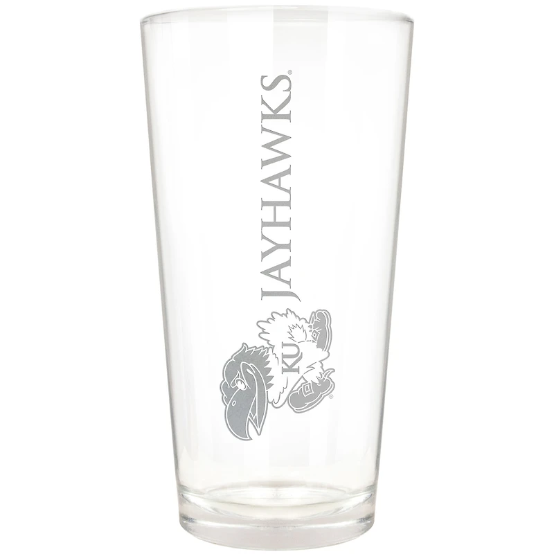 Kansas Jayhawks Etched 16oz. Vertical Rally Cry Pint Glass