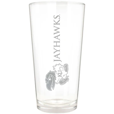 Kansas Jayhawks Etched 16oz. Vertical Rally Cry Pint Glass