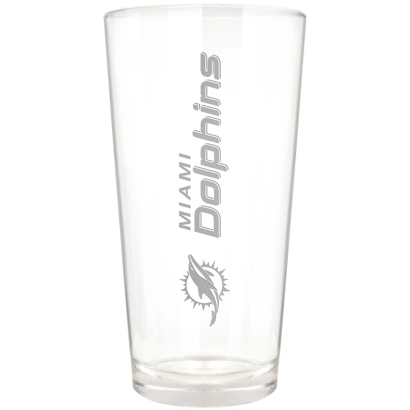 Miami Dolphins Etched 16oz. Vertical Rally Cry Pint Glass