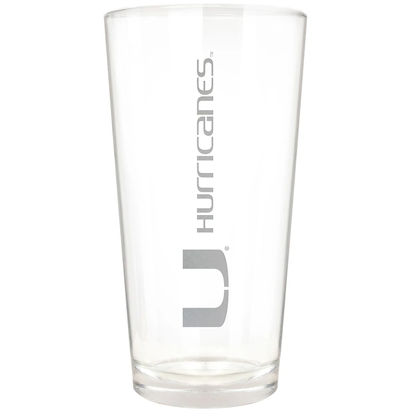 Miami Hurricanes Etched 16oz. Vertical Rally Cry Pint Glass
