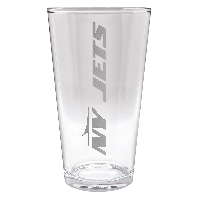 New York Jets Etched 16oz. Vertical Rally Cry Pint Glass