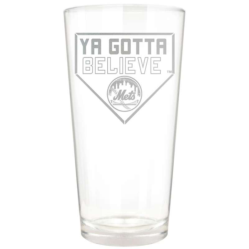 New York Mets Etched 16oz. Rally Cry Pint Glass