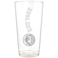 New York Mets Etched 16oz. Vertical Rally Cry Pint Glass