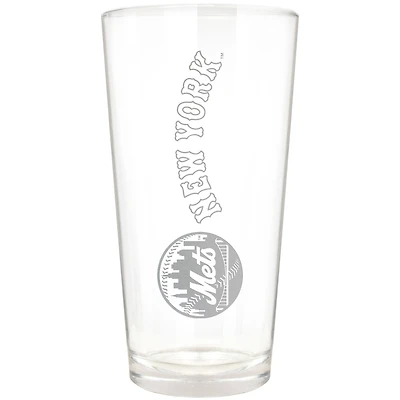 New York Mets Etched 16oz. Vertical Rally Cry Pint Glass