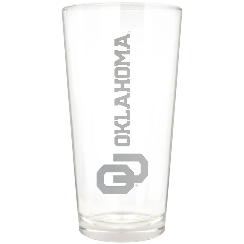 Oklahoma Sooners Etched 16oz. Vertical Rally Cry Pint Glass