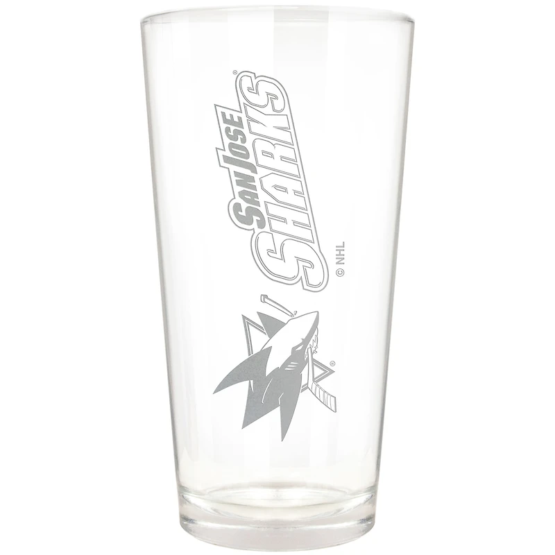 San Jose Sharks Etched 16oz. Vertical Rally Cry Pint Glass