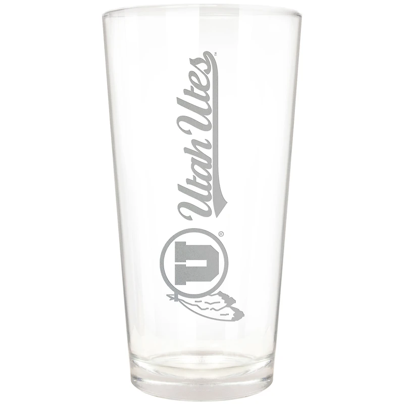 Utah Utes Etched 16oz. Vertical Rally Cry Pint Glass