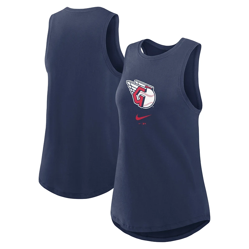 Women's Nike Navy Cleveland Guardians Legacy Icon High Neck Dri-FIT Tank Top