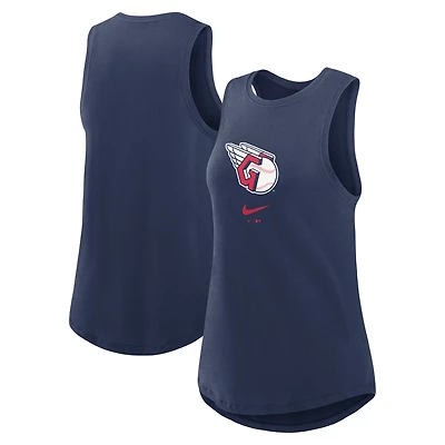 Women's Nike Navy Cleveland Guardians Legacy Icon High Neck Dri-FIT Tank Top