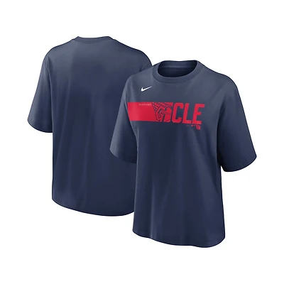 Women's Nike  Navy Cleveland Guardians Knockout Boxy T-Shirt