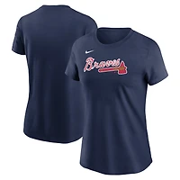 Women's Nike  Navy Atlanta Braves Fuse Wordmark T-Shirt