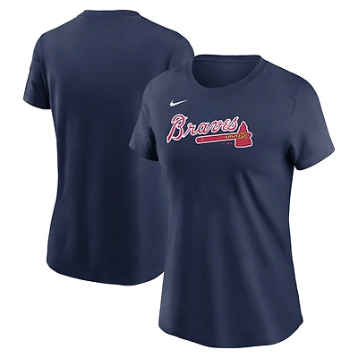 Women's Nike  Navy Atlanta Braves Fuse Wordmark T-Shirt