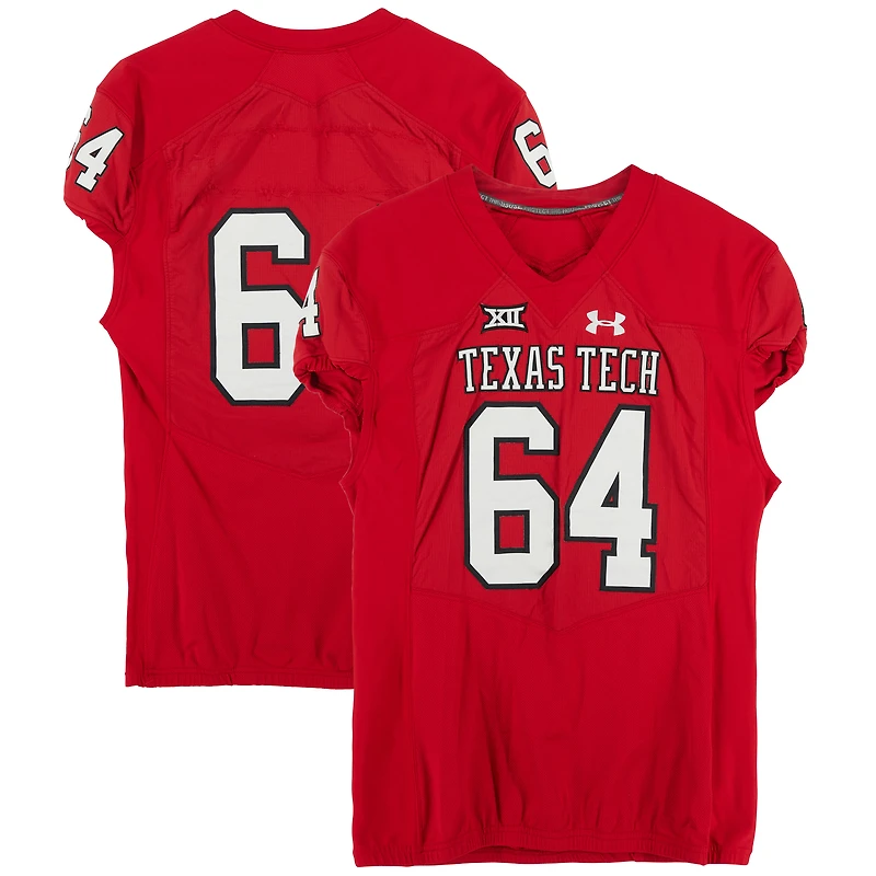 Texas Tech Red Raiders Team-Issued #64 Red Jersey from the NCAA Football Season