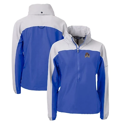 Women's Cutter & Buck  Blue ECU Pirates Charter Eco Recycled Half-Zip Anorak Jacket