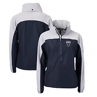 Women's Cutter & Buck  Navy Howard Bison Charter Eco Recycled Half-Zip Anorak Jacket