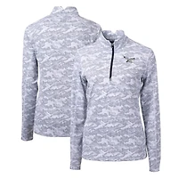 Women's Cutter & Buck  Charcoal Philadelphia Eagles Gridiron Classics Logo Traverse Camo Print Stretch Quarter-Zip Pullover Top