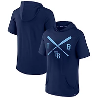 Men's Fanatics Navy Tampa Bay Rays Iconic Rebel Short Sleeve Hooded Top