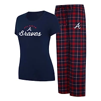 Women's Concepts Sport Navy/Red Atlanta Braves Arctic Top & Flannel Pants Sleep Set