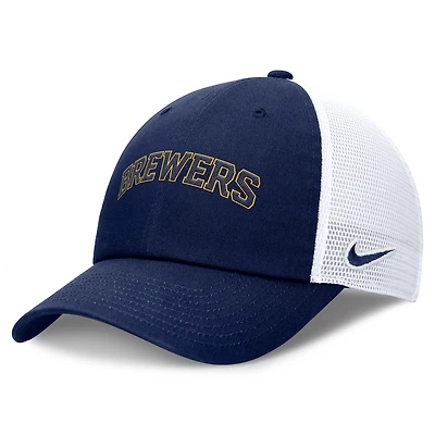 Men's Nike Navy Milwaukee Brewers Wordmark Adjustable Trucker Hat