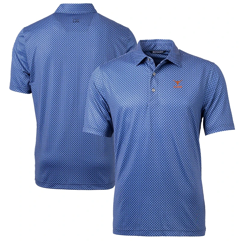 Men's Cutter & Buck  Navy Texas Longhorns Alumni Logo Pike Banner Print Stretch Polo