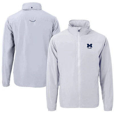 Men's Cutter & Buck  Gray Michigan Wolverines Alumni Logo Charter Eco Knit Recycled Full-Zip Jacket