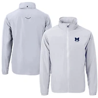 Men's Cutter & Buck  Gray Michigan Wolverines Alumni Logo Charter Eco Knit Recycled Full-Zip Jacket